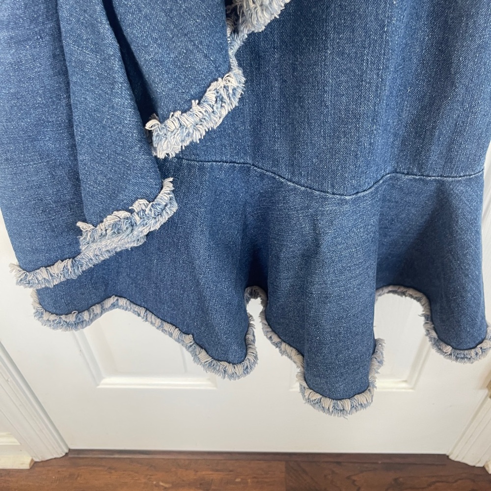 Blue Denim Ruffle Dress - Picture 6 of 9